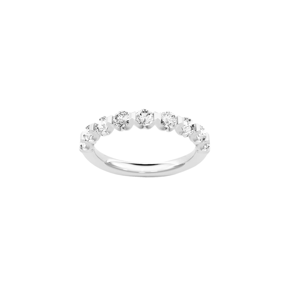 TWO by London 14k White Gold Half Diamond Wedding Band