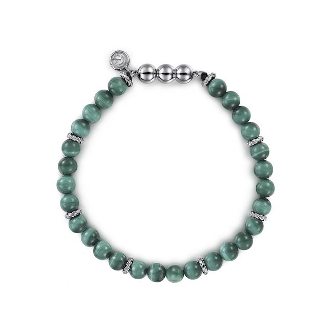 Gabriel & Co Bujukan Sterling Silver Malachite Beaded Bracelet