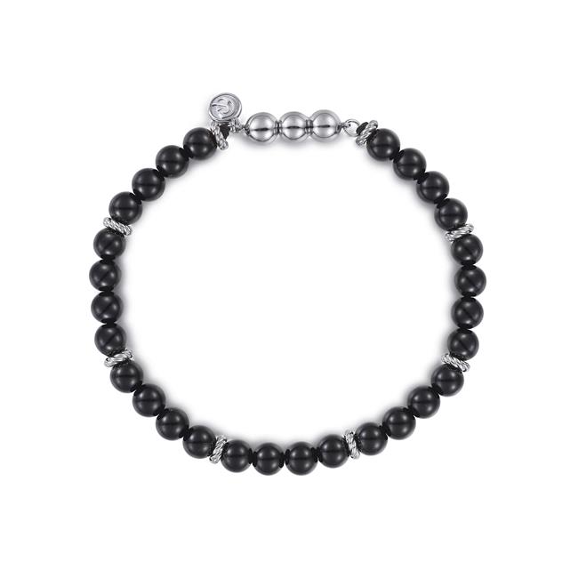 Gabriel & Co Bujukan Sterling Silver Onyx Beaded Bracelet