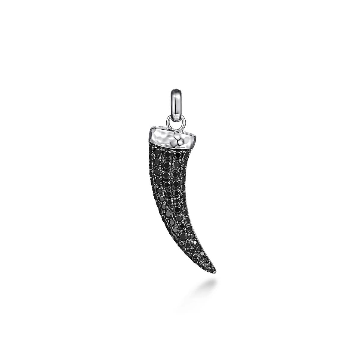 Gabriel & Co Sterling Silver and Black Spinel Horn Pendant