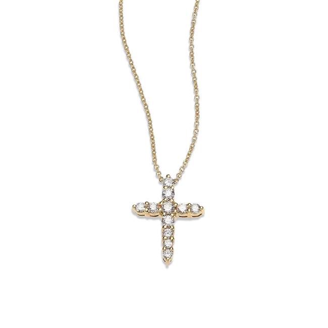 Roberto Coin Tiny Treasure 18k Yellow Gold Diamond Cross Necklace