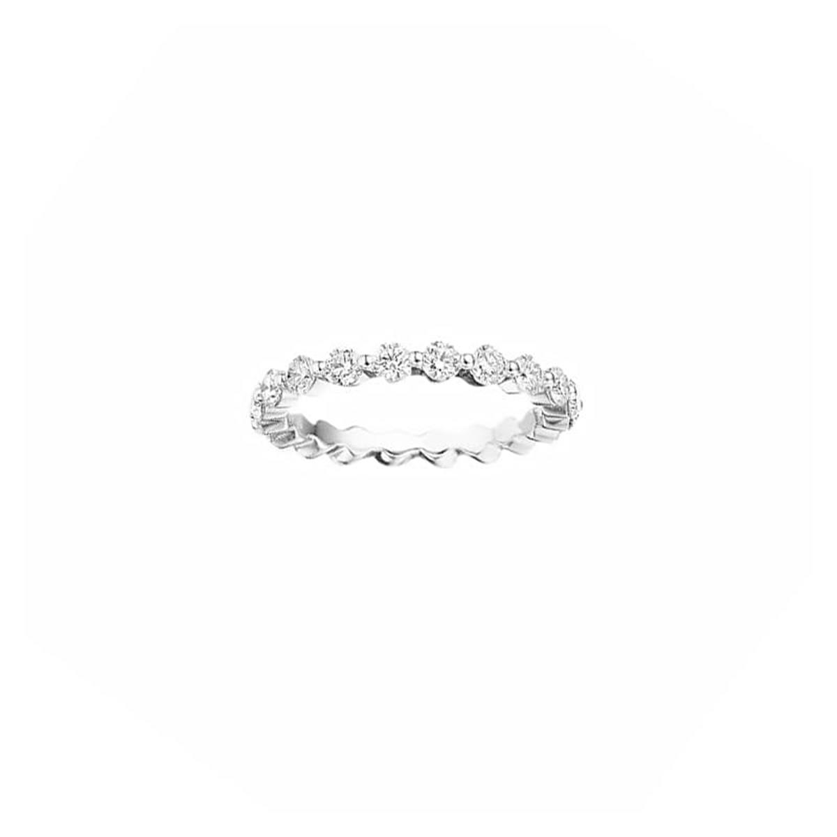 Henri Daussi 18k White Gold Diamond Half Way Band