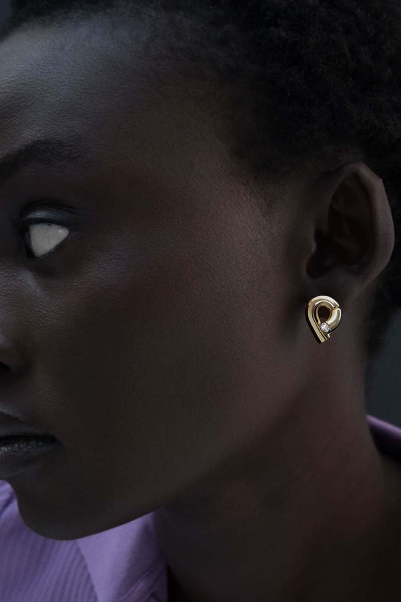 Tabayer Oera Yellow Gold Diamond Stud Earrings