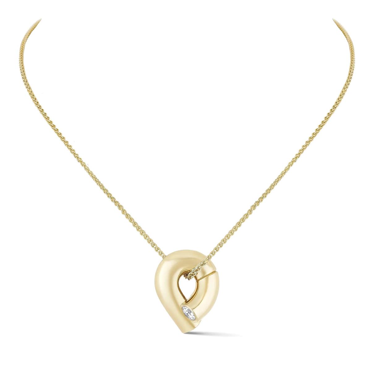 Tabayer Oera Mini 18k Yellow Gold Round Diamond Pendant Necklace