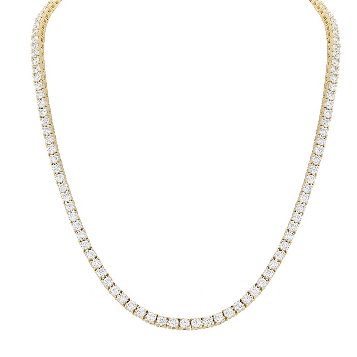 London Collection 14k Yellow Gold 4 Prong Set Diamond Tennis Necklace 