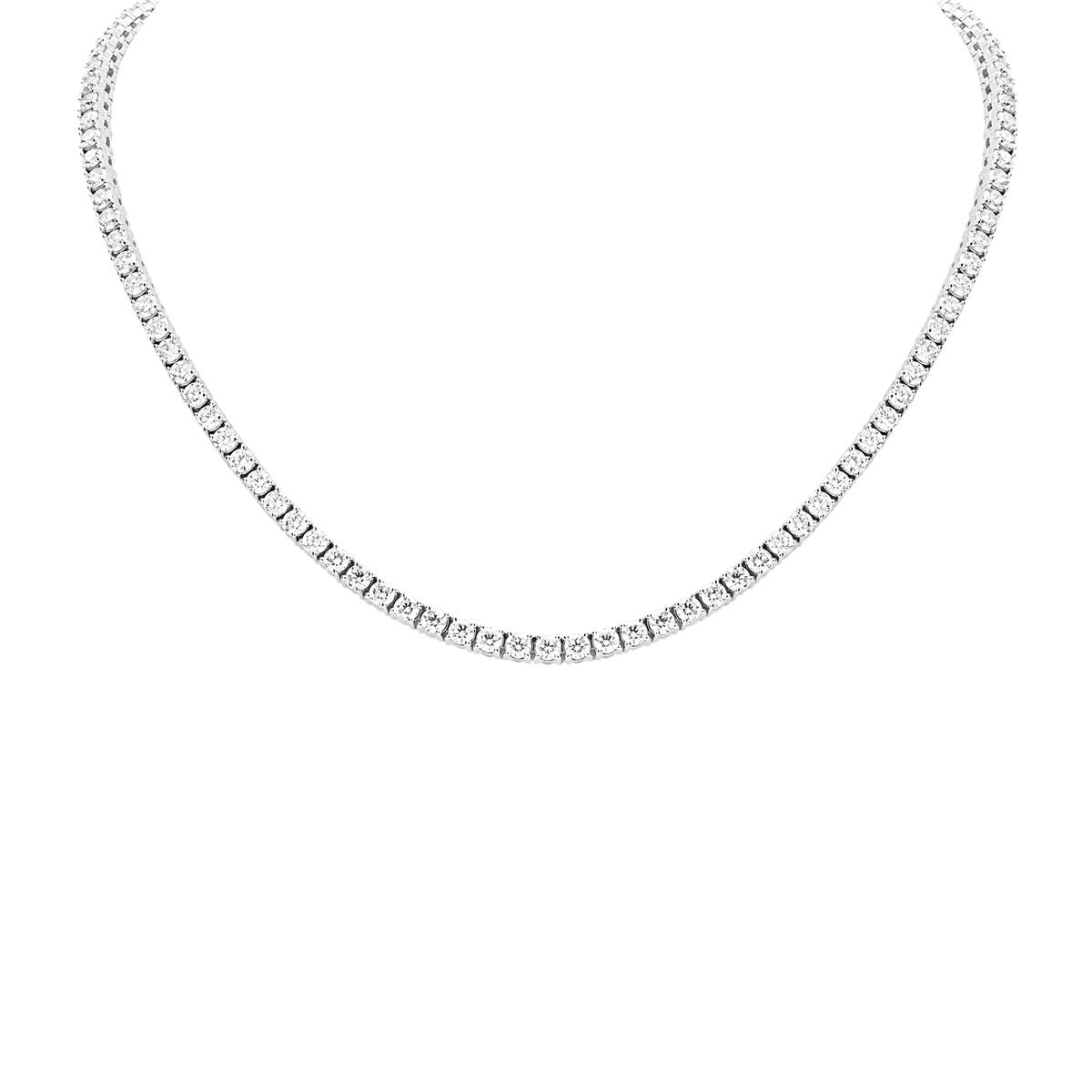 London Jewelers 14k White Gold Diamond Tennis Necklace 15cts
