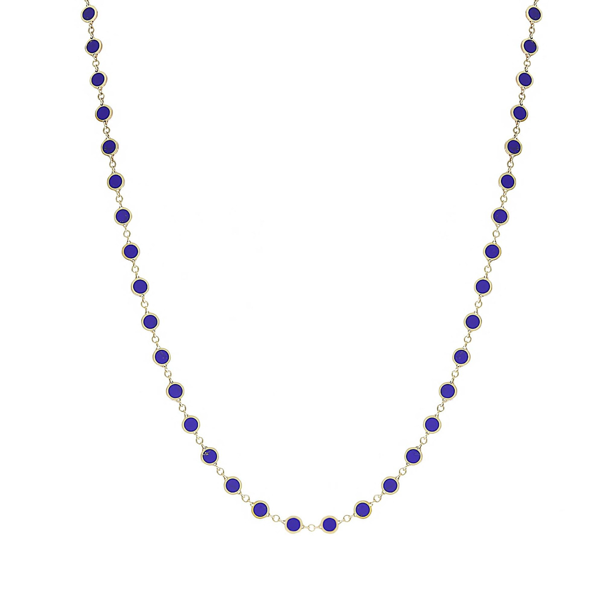 London Collection 14k Yellow Gold Lapis Disc Necklace