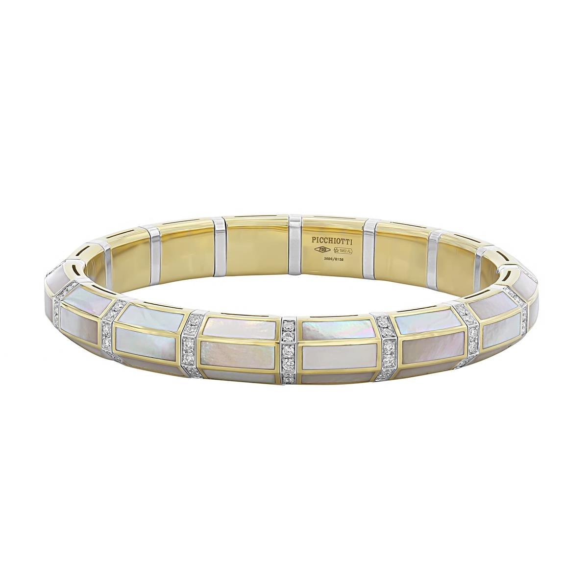 Picchiotti Xpandable 18k Gold Mother of Pearl and Diamond Bracelet