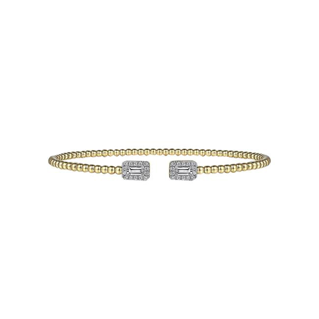 Gabriel & Co Bujukan 14k Yellow Gold Diamond Open Cuff Bracelet