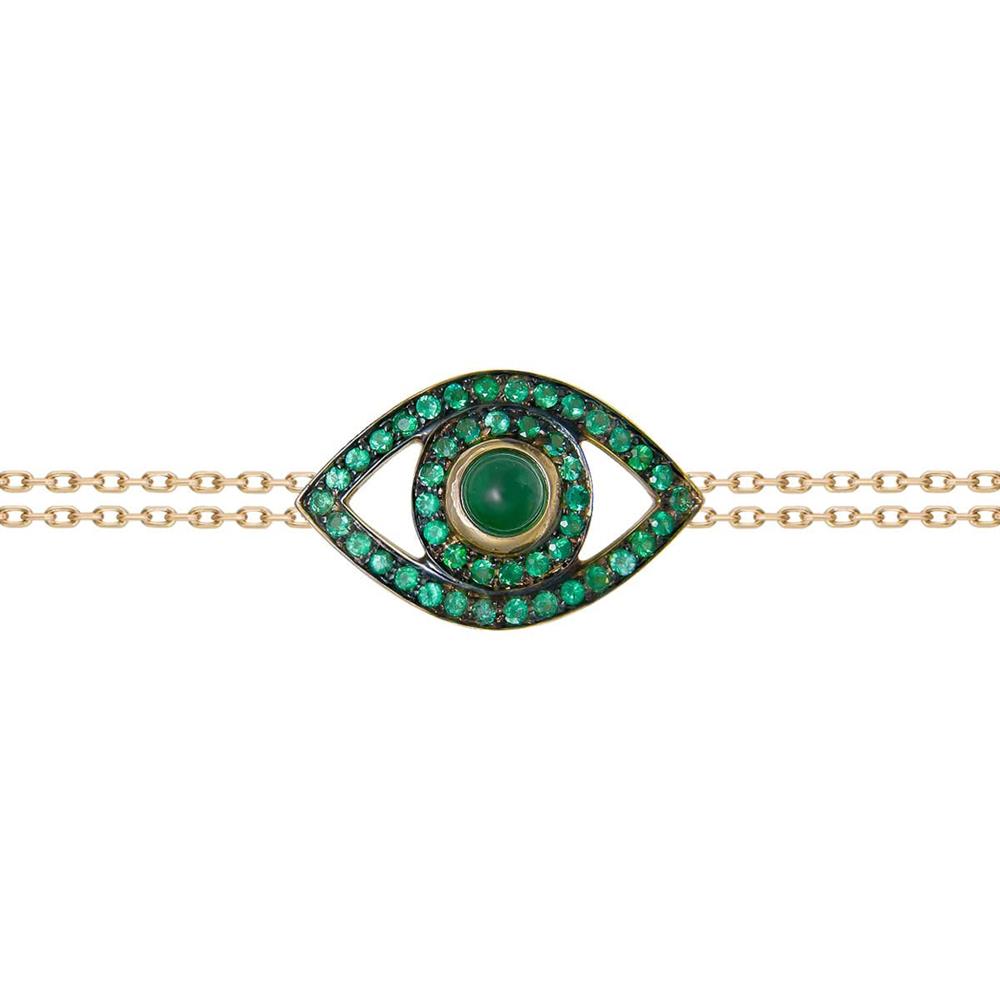 Netali Nissim Protected 18k Emerald and Quartz Eye Bracelet