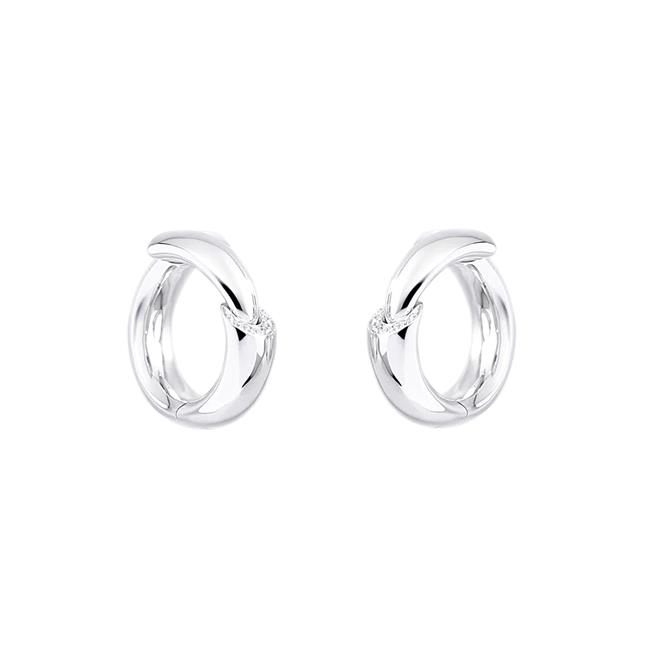 Vhernier Calla 18k White Gold Diamond Hoop Earrings