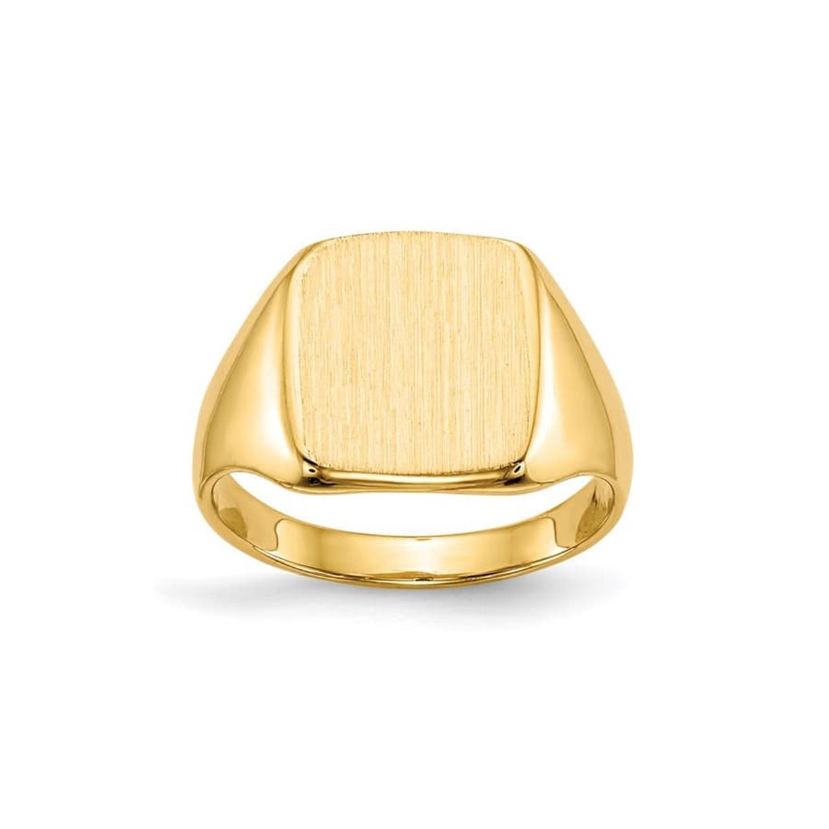 London Collection 14k Yellow Gold Cushion Closed Back 10 X 10mm Signet Ring
