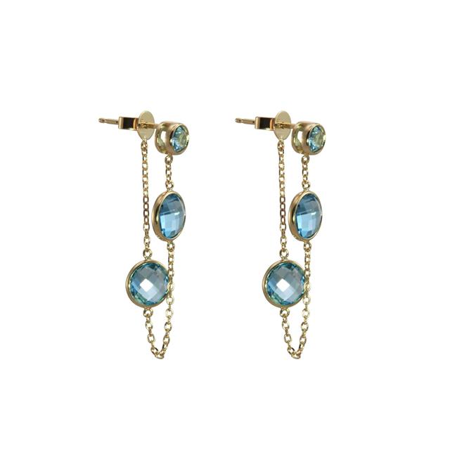 Olivia B 14k Yellow Gold Blue Topaz Chain Earrings
