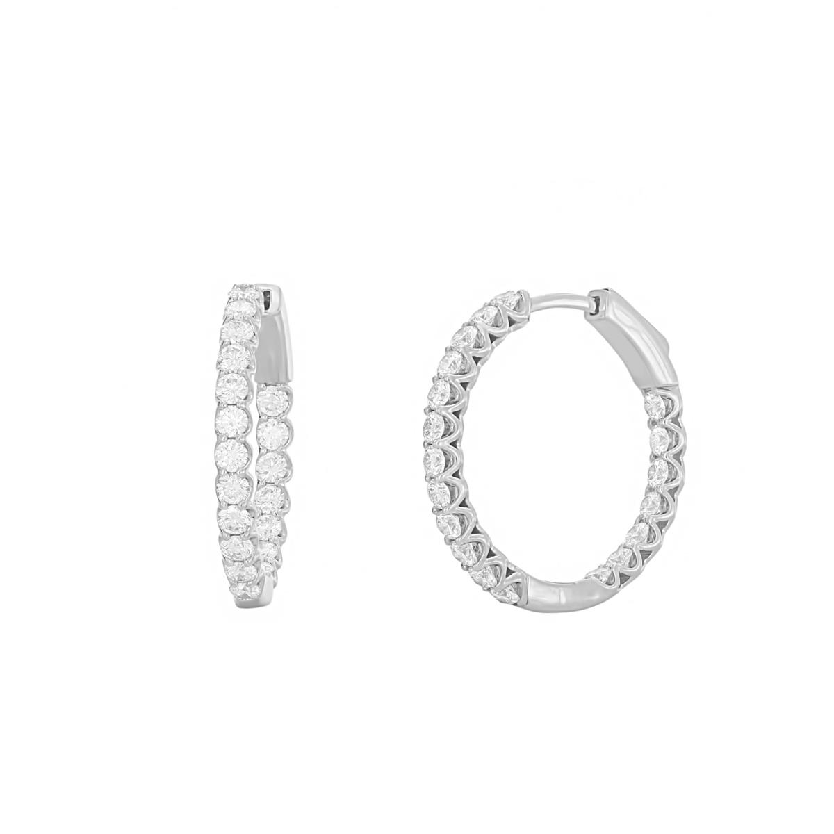London Collection White Gold Round Diamond Hoops