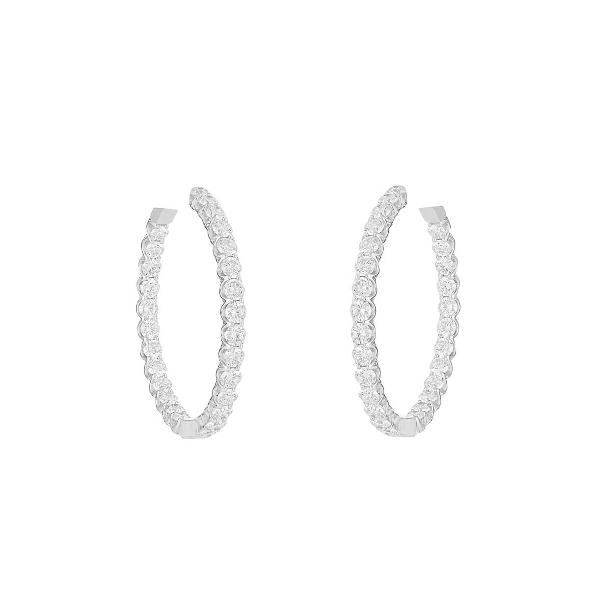 London Collection 14k Diamond Hoop Earrings 6.50cts