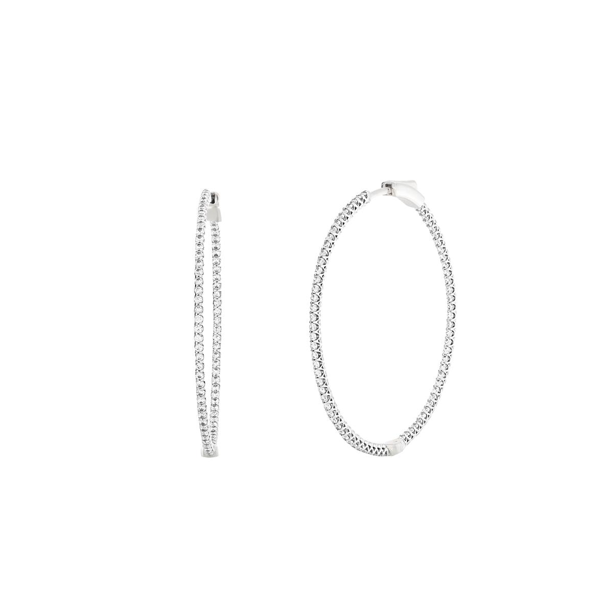 London Collection 14k White Gold Diamond Hoop Earrings 1.35cts