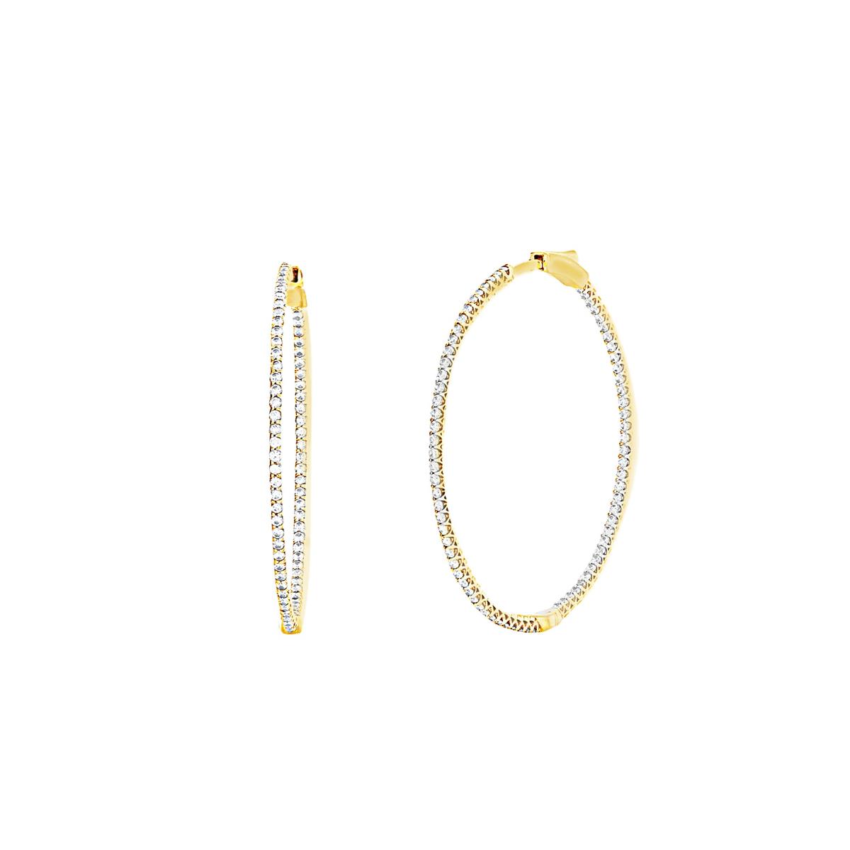 London Collection Yellow Gold Round Diamond Hoop Earrings 1.35cts
