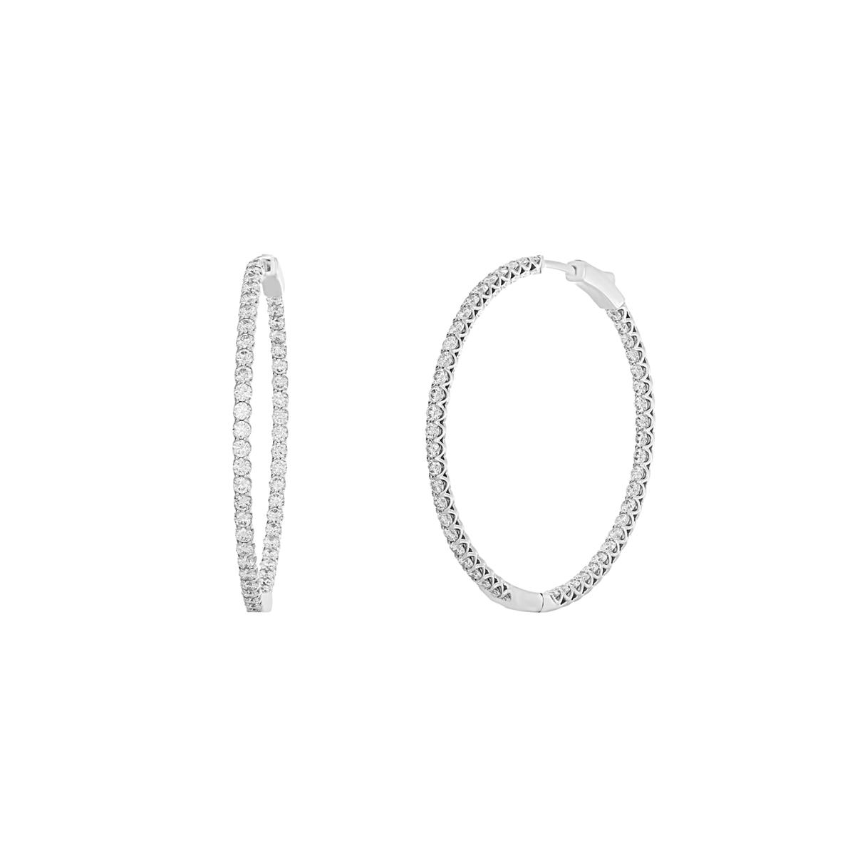 London Collection White Gold Inside Out Diamond Hoop Earrings 3.40cts