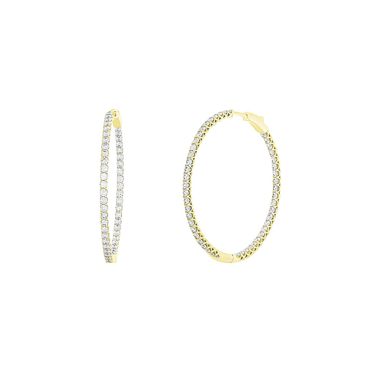 London Collection Yellow Gold Inside Out Diamond Hoop Earrings 3.40cts