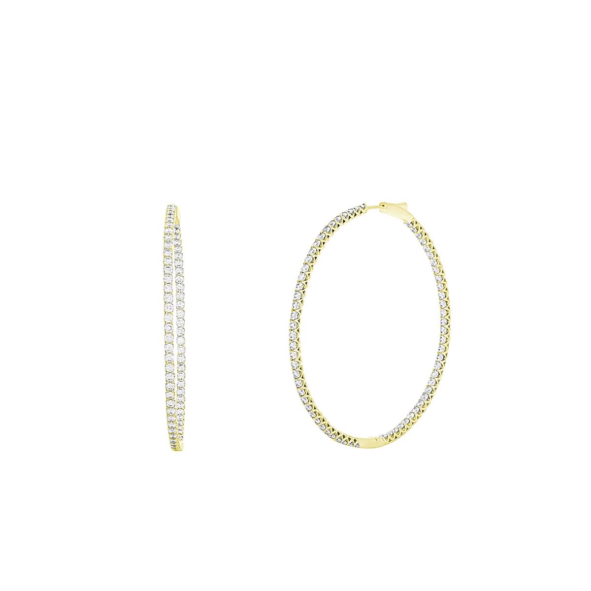 London Collection Yellow Gold Diamond Hoop Earrings 4.70cts