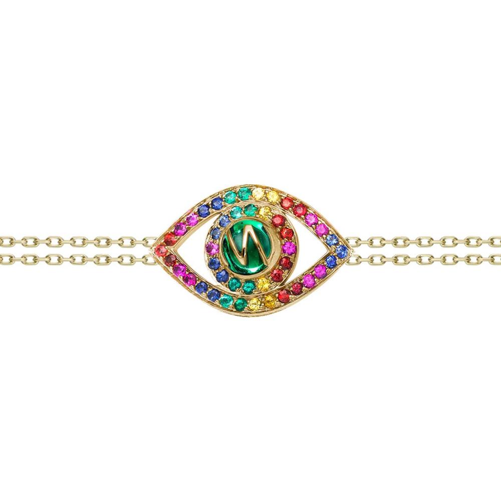 Netali Nissim Protected Rainbow Gemstone Big Eye Bracelet
