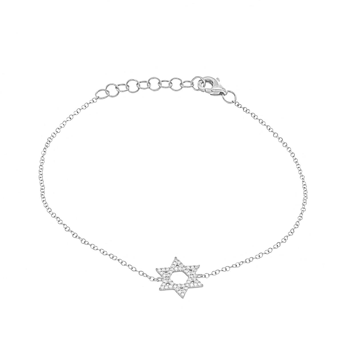 London Collection 14k Gold Pave Diamond Star of David Bracelet