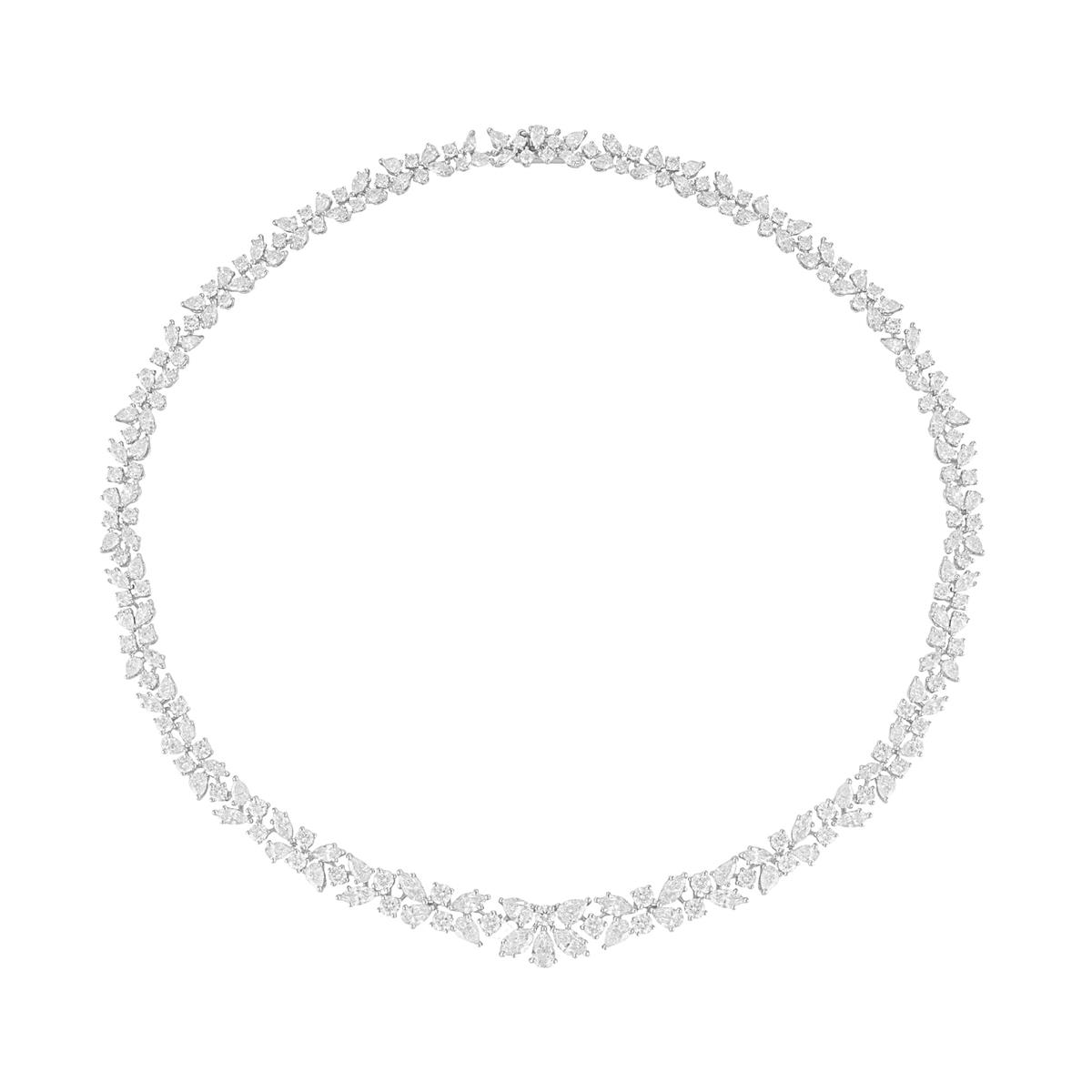 London Collection Platinum Mixed Shape Diamond Choker Necklace