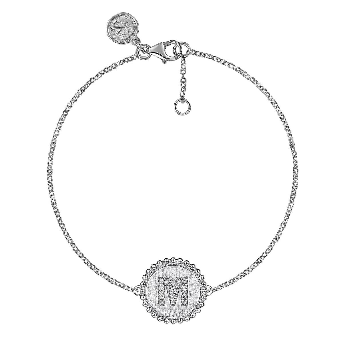 Gabriel & Co Bujukan Sterling Silver Diamond Initial "M" Pendant Bracelet