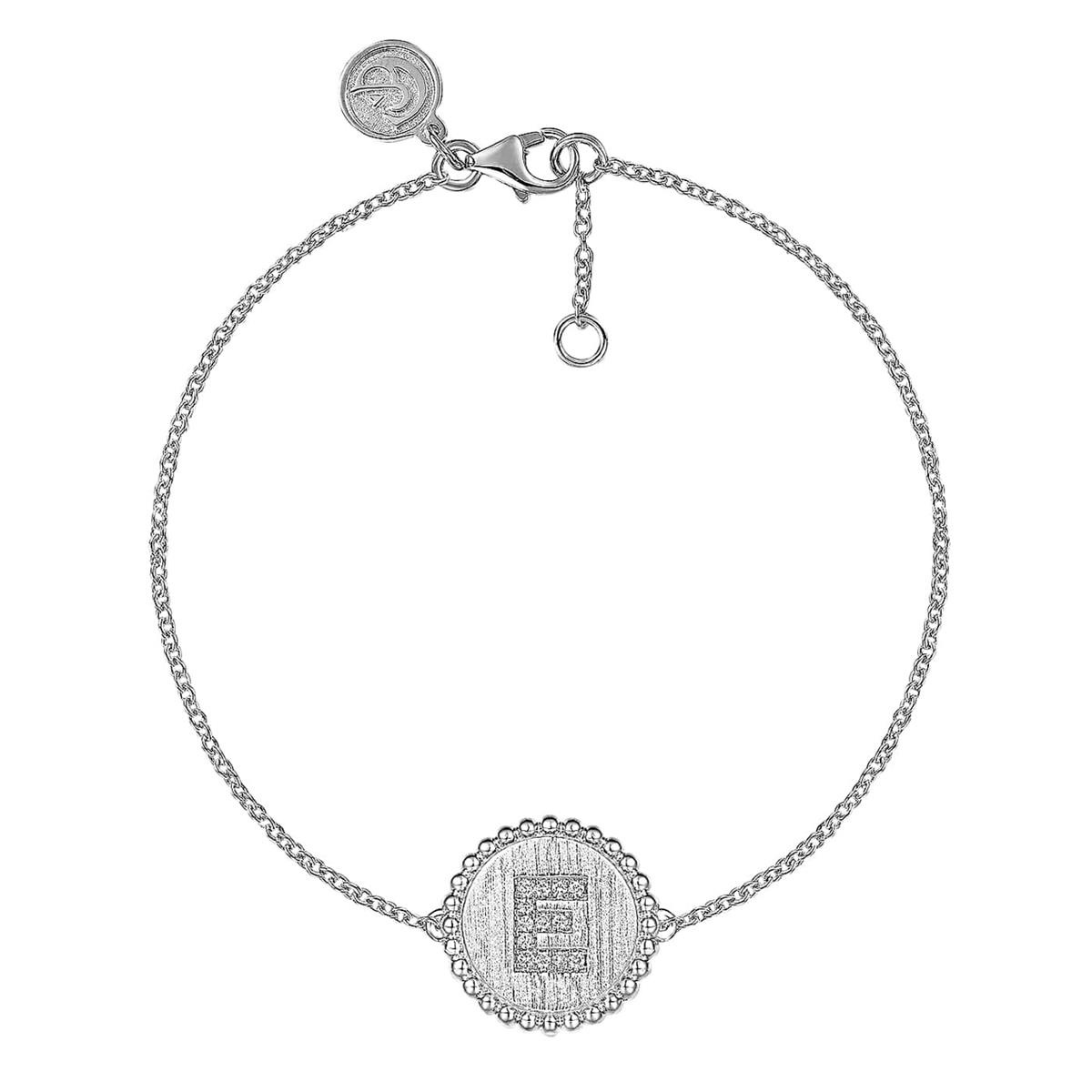 Gabriel & Co Bujukan Sterling Silver Diamond Initial "E" Pendant Bracelet