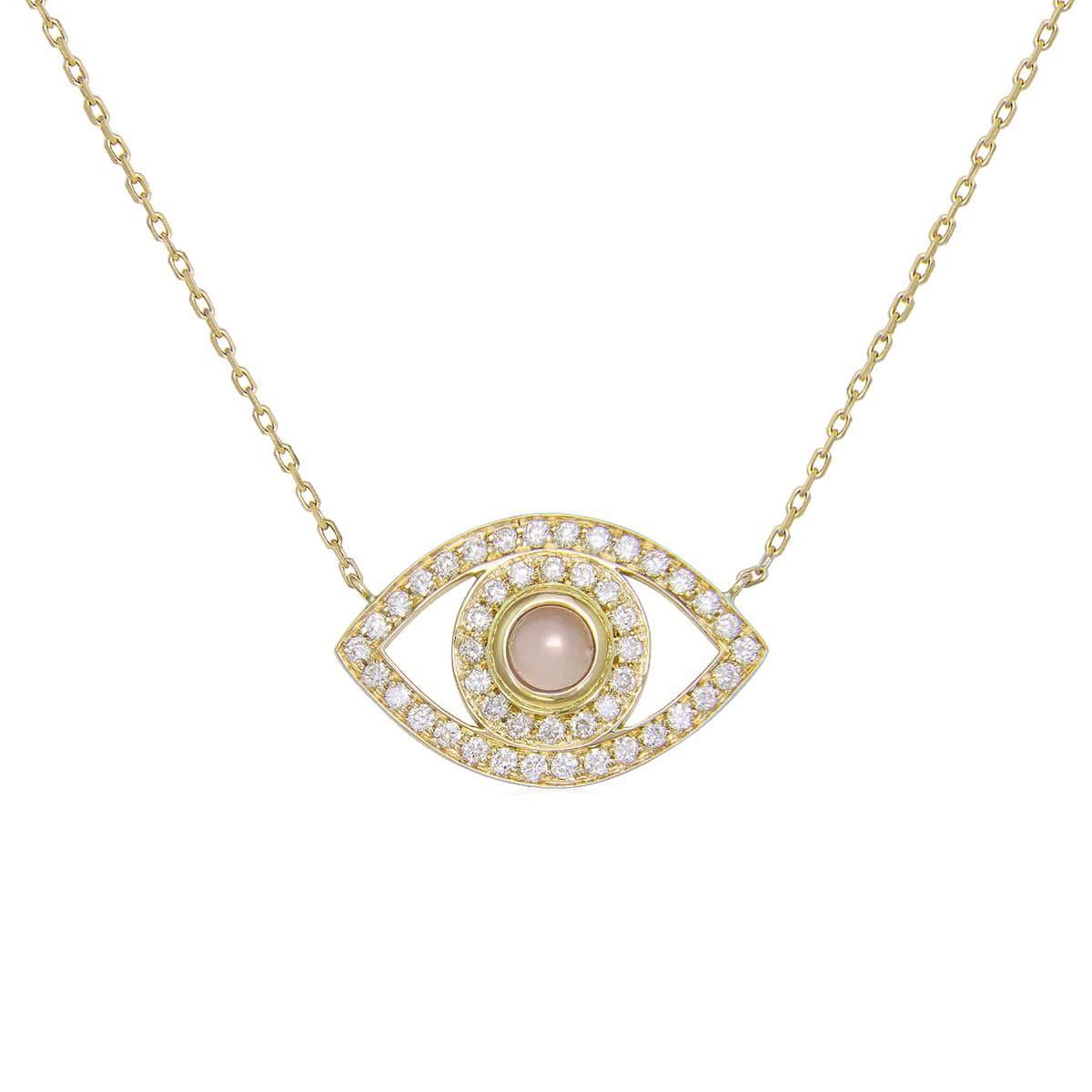 Netali Nissim Protected 18k Yellow Gold Diamond & Quartz Big Eye Necklace
