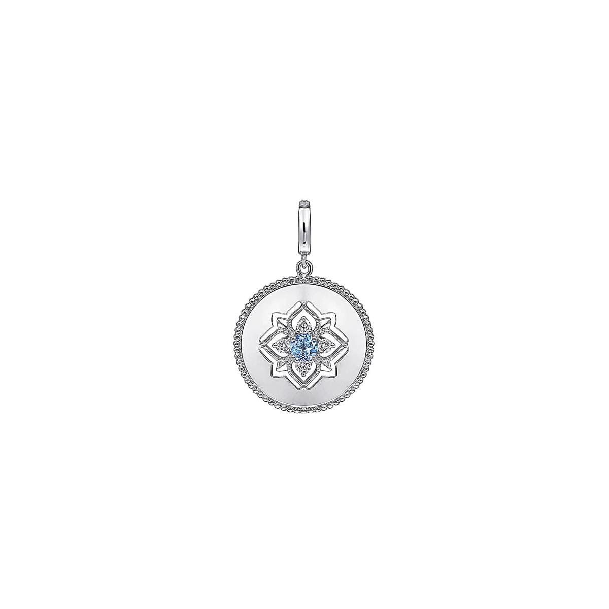 Gabriel & Co Bujukan Sterling Silver Blue Topaz & White Sapphire Medallion Pendant 
