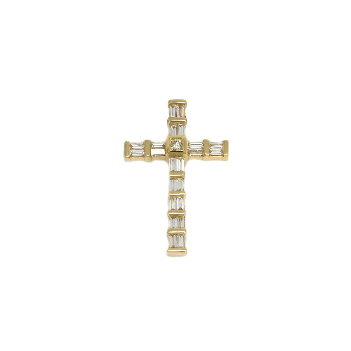 London Collection 18k Round and Tapered Diamond Cross Pendant