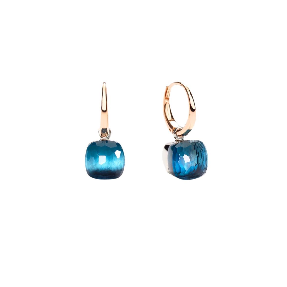 Pomellato Nudo Two Tone London Blue Topaz Petite Drop Earrings