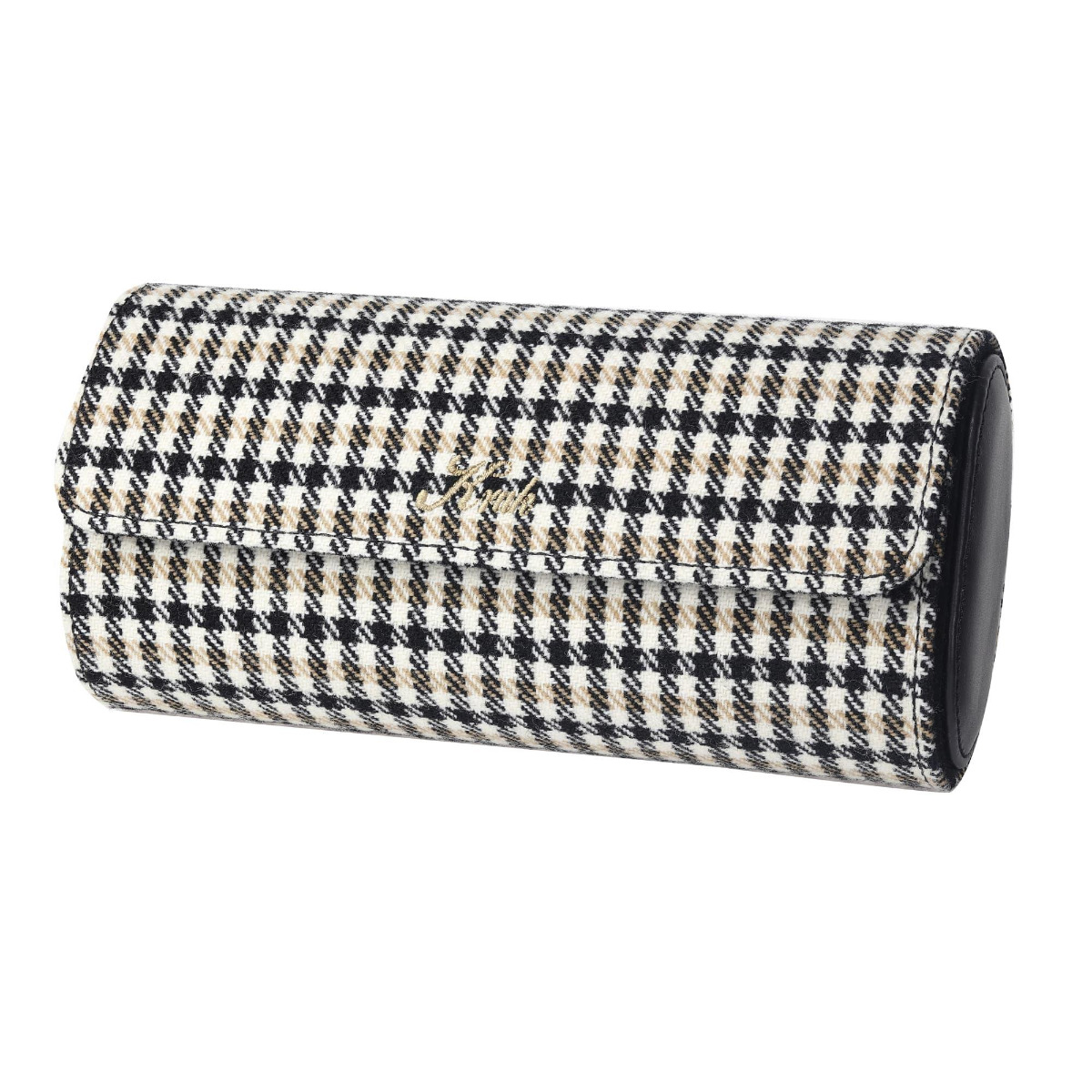 Kruk Beige pepita triple watch travel & storage case