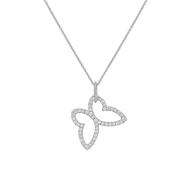  Sunrise Day Camp 14k White Gold Large Diamond Butterfly Pendant Necklace