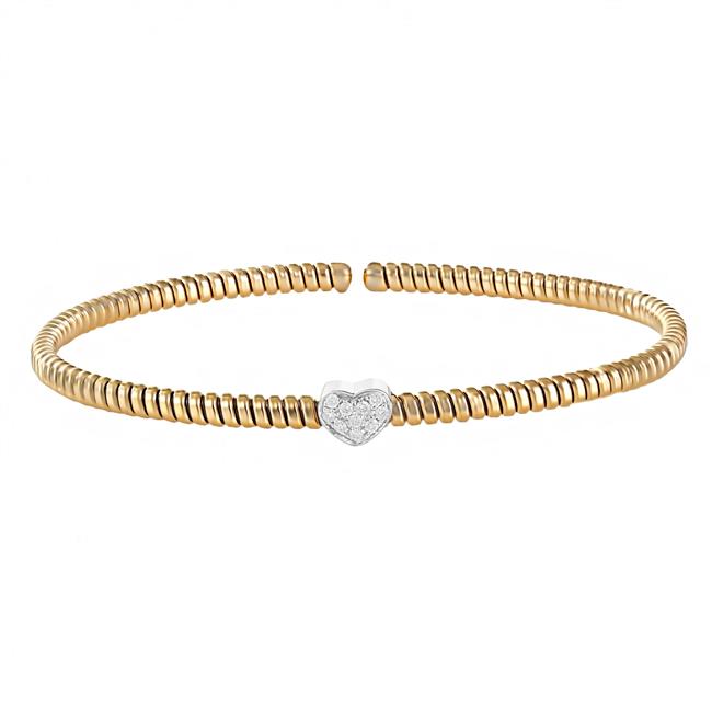 London Collection 18k Gold Diamond Heart Tubogas Bracelet