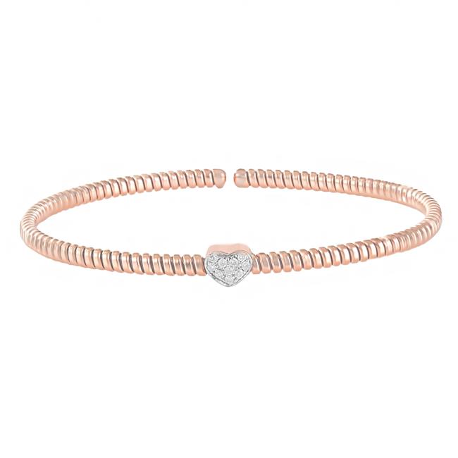 London Collection 18k Gold Diamond Heart Tubogas Bracelet