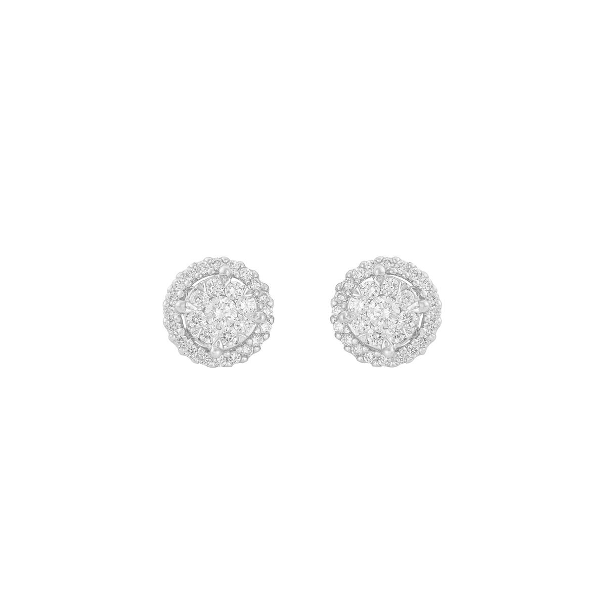 London Collection White Gold Diamond Cluster Stud Earrings 1.50cts