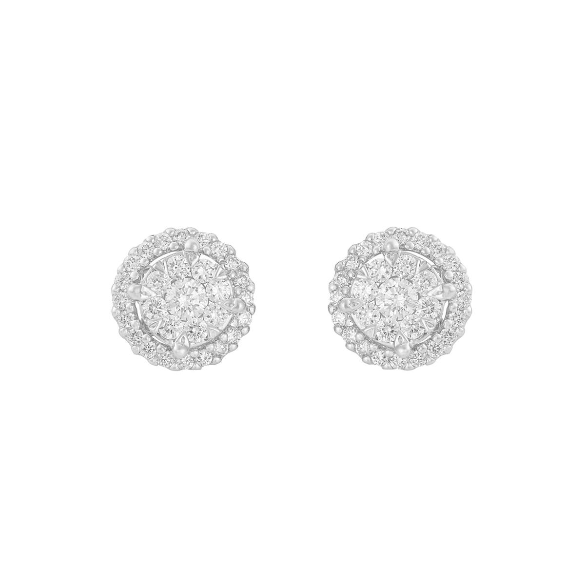London Collection White Gold Diamond Cluster Stud Earrings 3.00cts