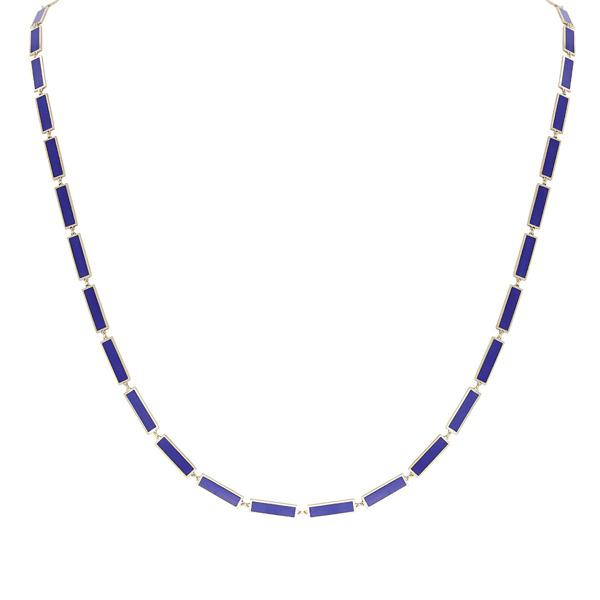 London Collection Yellow Gold Lapis Bar Necklace 24"