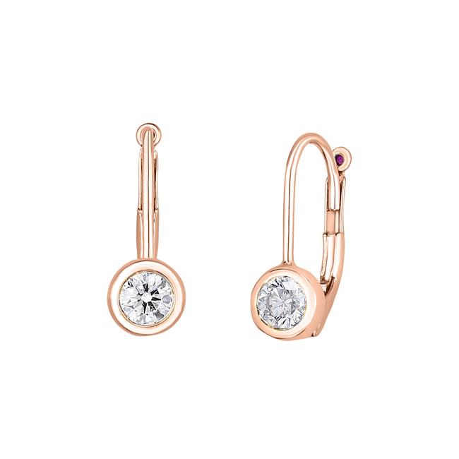 Roberto Coin 18k Rose Gold Bezel Set Diamond Earrings