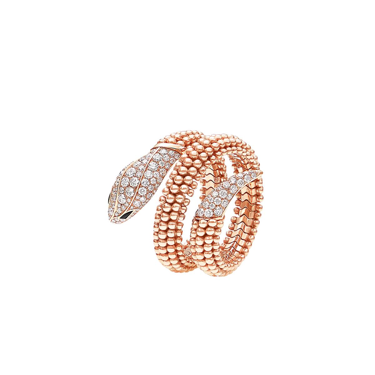 Bvlgari Serpenti 18k Rose Gold Pave Diamond Wrap Ring