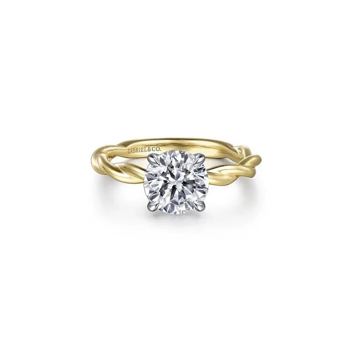 Gabriel & Co Bridal Emersin Two Tone Twisted Round Diamond Engagement Ring