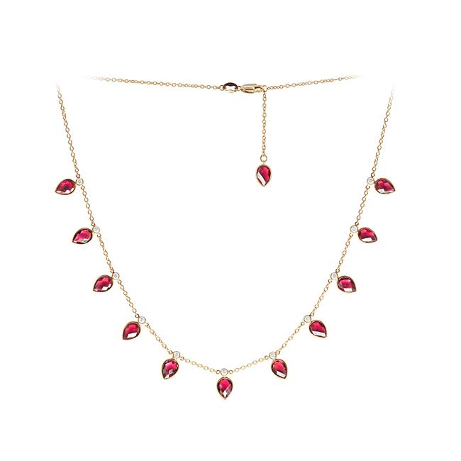 Olivia B 14k Yellow Gold Rhodolite And Diamond Station Necklace