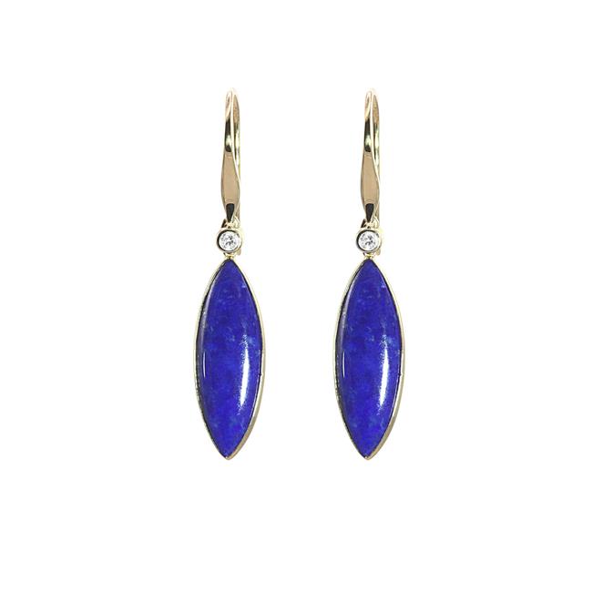 Olivia B 14k Yellow Gold Lapis and Diamond Earrings