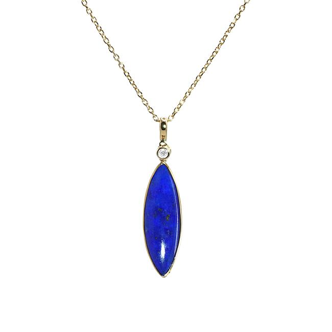 Olivia B 14k Yellow Gold Marquis Lapis And Diamond Necklace