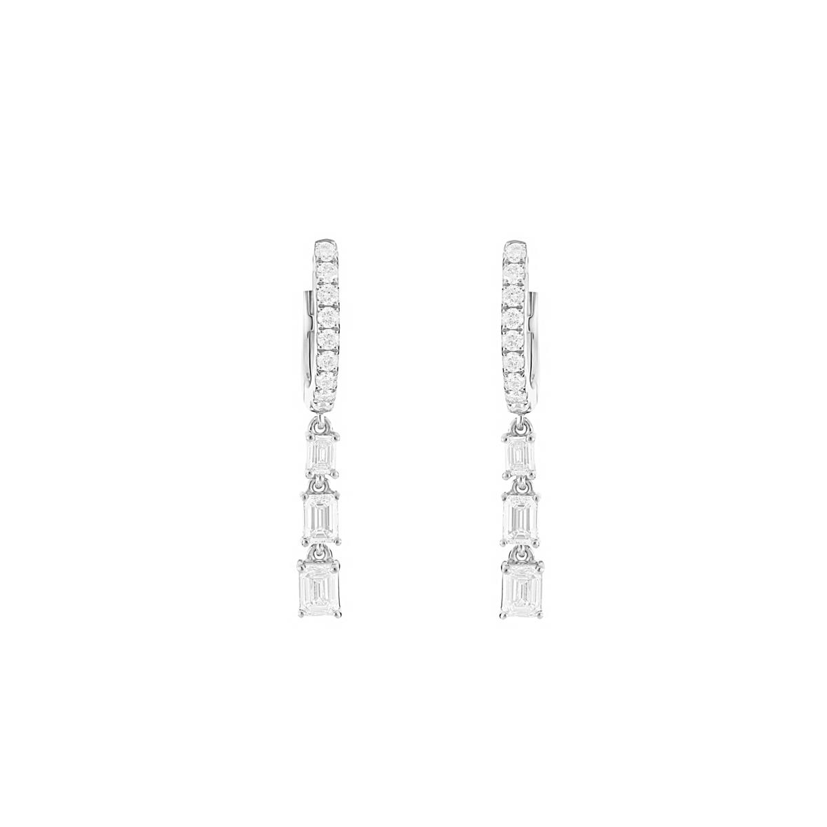 London Collection 18k Gold Diamond Graduated Dangle Huggie Earrings