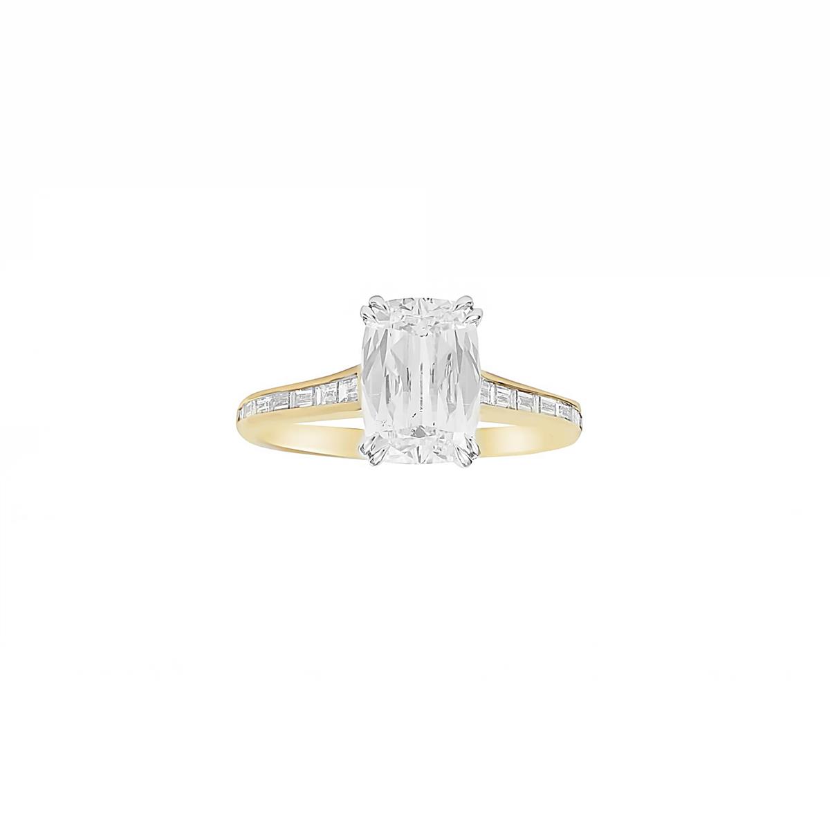 Henri Daussi Two Tone Diamond Channel Set Engagement Ring