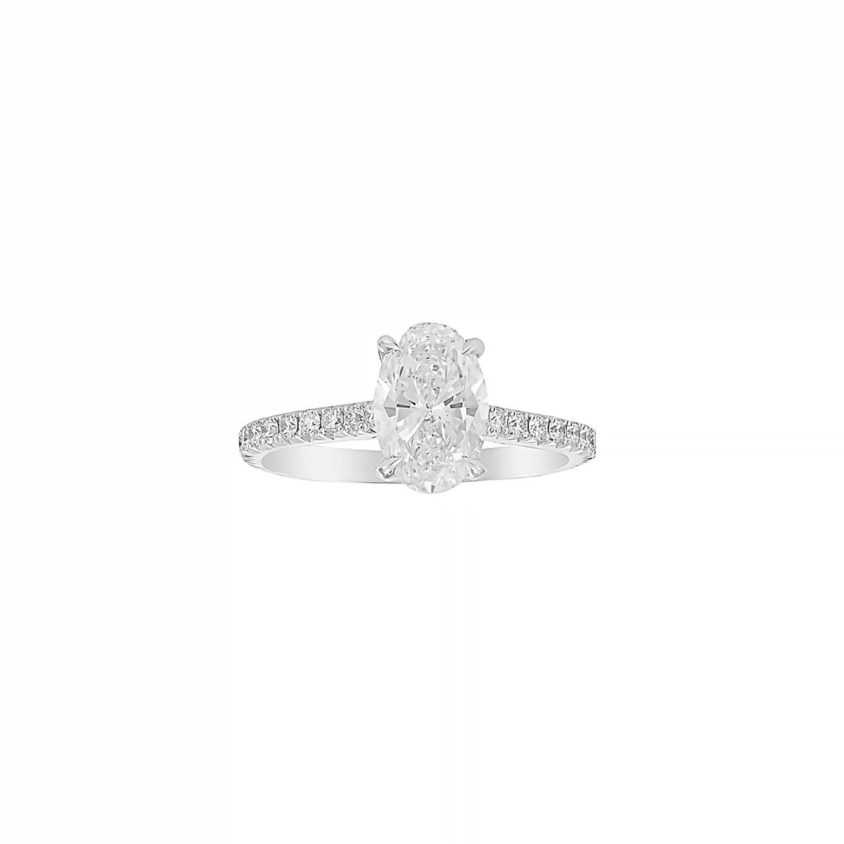 Henri Daussi 18k White Gold Diamond Engagement Ring