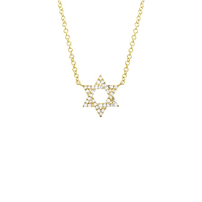 London Collection 14k Yellow Gold and Pave Diamond Star of David Necklace